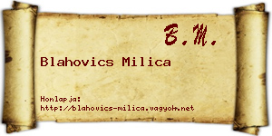 Blahovics Milica névjegykártya